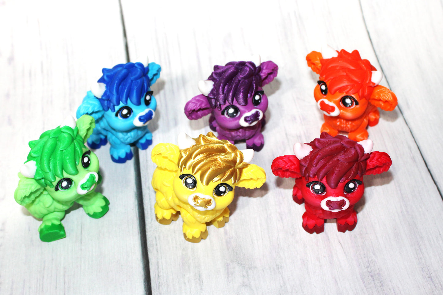 Baby Highland Cow of a Different Color: 3D Printed Articulated Figurine - Wonderland 3D Printing