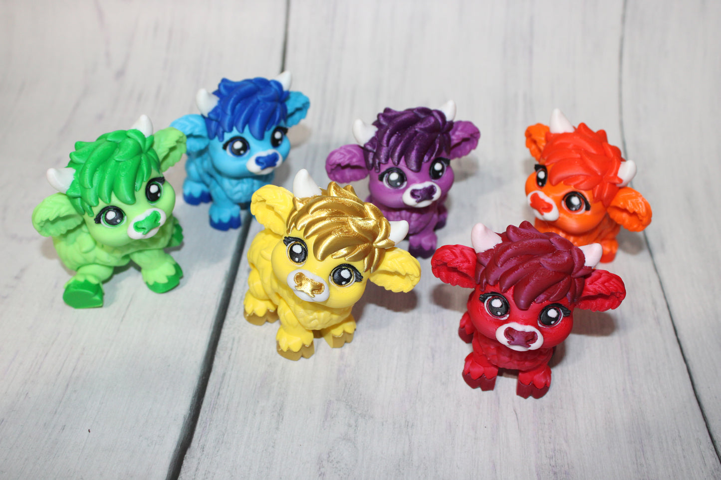 Baby Highland Cow of a Different Color: 3D Printed Articulated Figurine - Wonderland 3D Printing