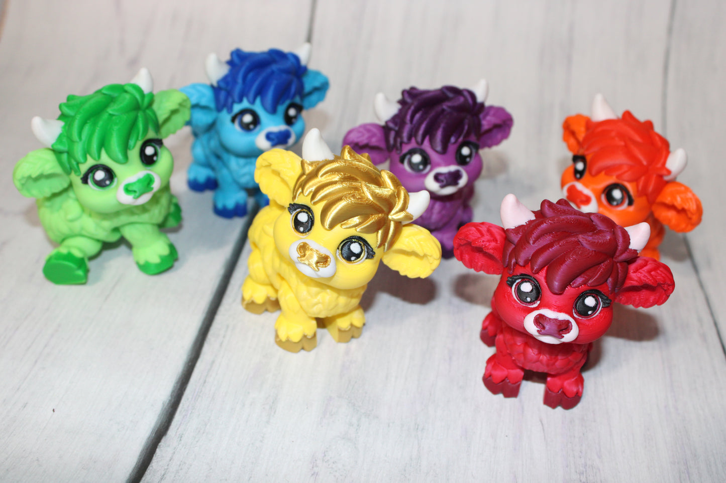 Baby Highland Cow of a Different Color: 3D Printed Articulated Figurine - Wonderland 3D Printing