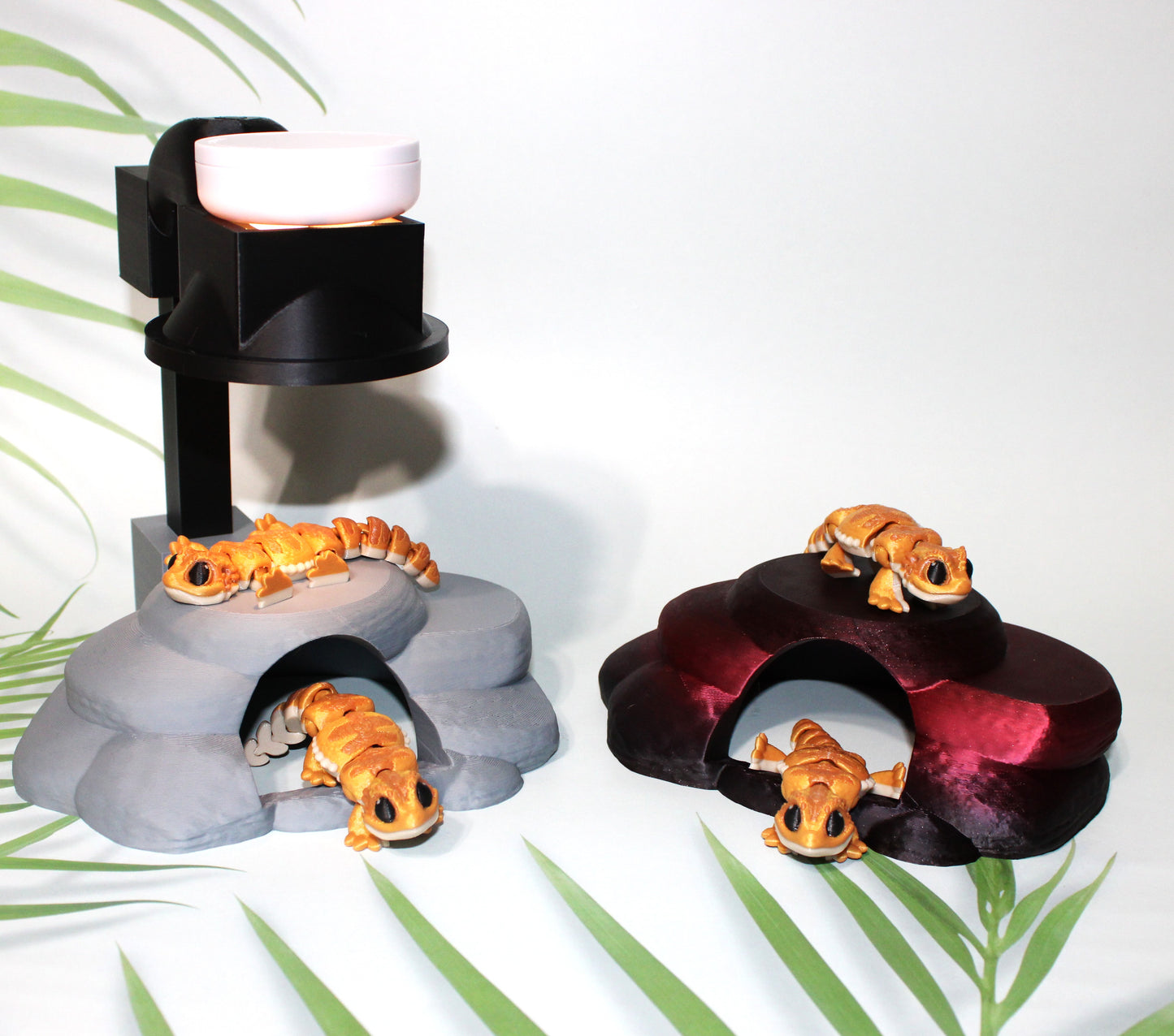 Bearded Dragon with Heat Rock 3D Printed Articulated Flexi Figurine-Includes 2 bearded dragons - Wonderland 3D Printing