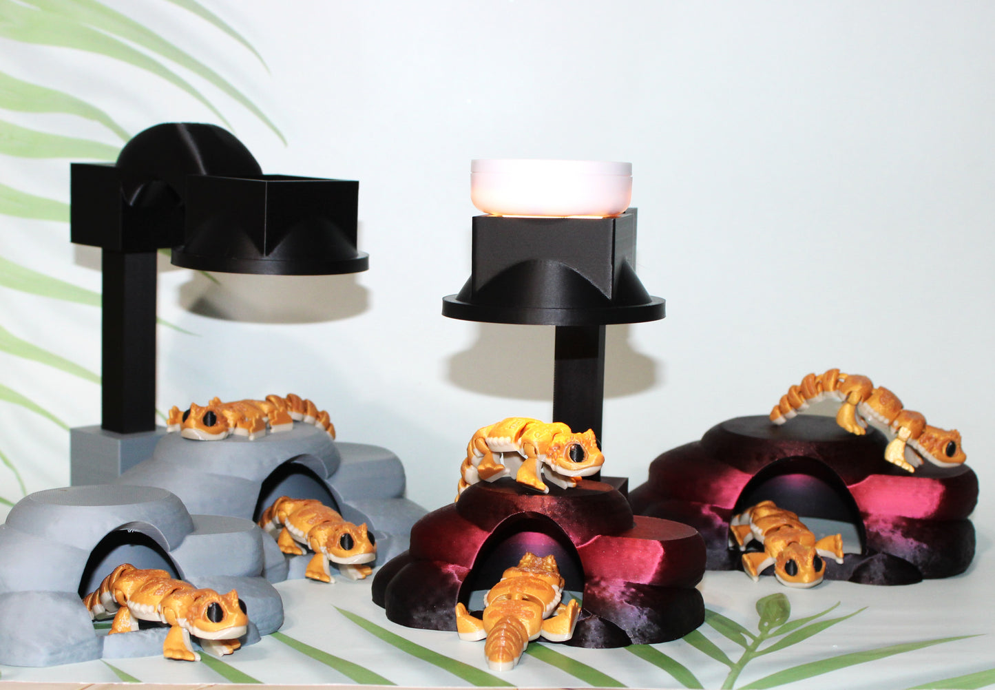 Bearded Dragon with Heat Rock 3D Printed Articulated Flexi Figurine-Includes 2 bearded dragons - Wonderland 3D Printing