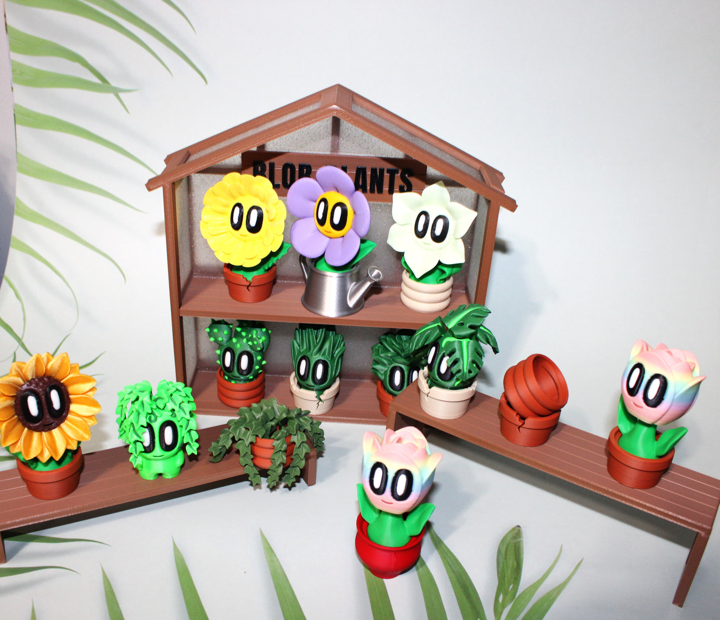 Blob Flowers and Succulents 3D Printed Articulated Figurines - Wonderland 3D Printing