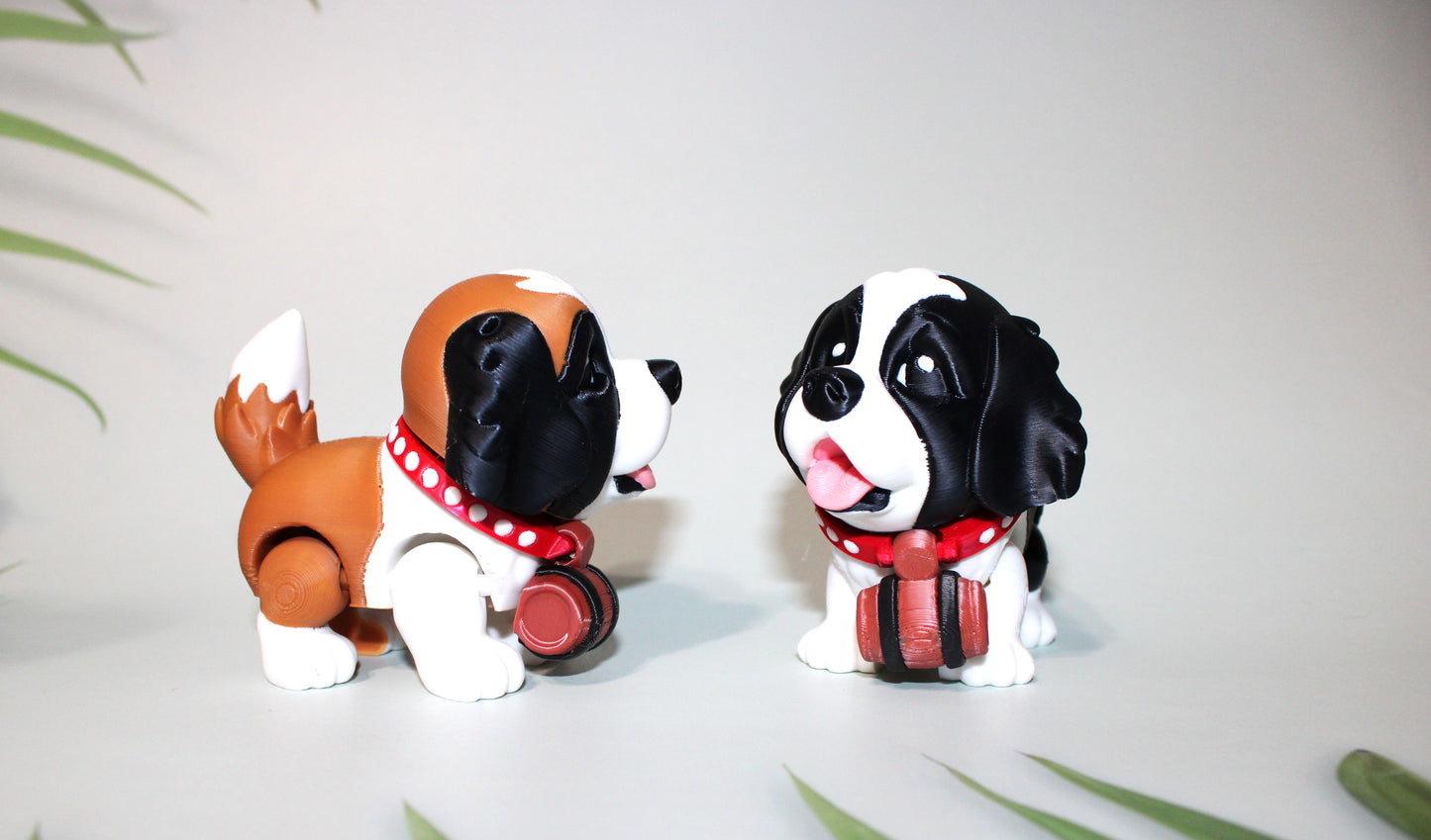 St Bernard Puppy:4 inches-3D Printed Articulated Flexi Fidget Toy - Wonderland 3D Printing