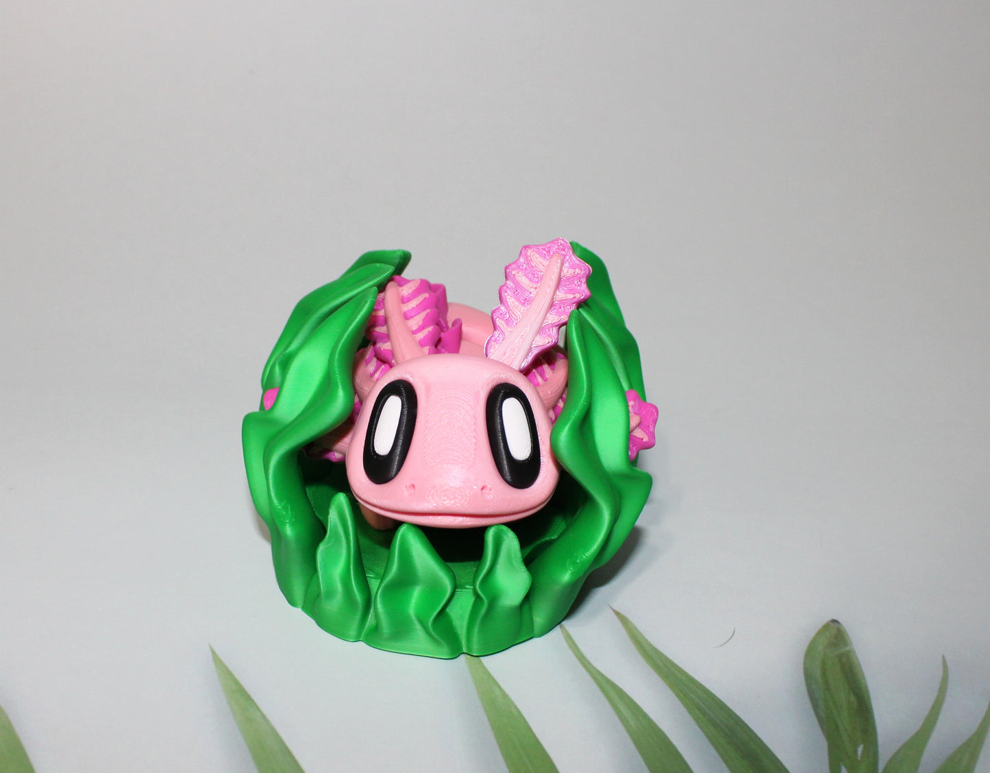 Flexi Axolotl with Flexi Seaweed 6 inches Long-3D Printed Flexi Articulated Figurines - Wonderland 3D Printing