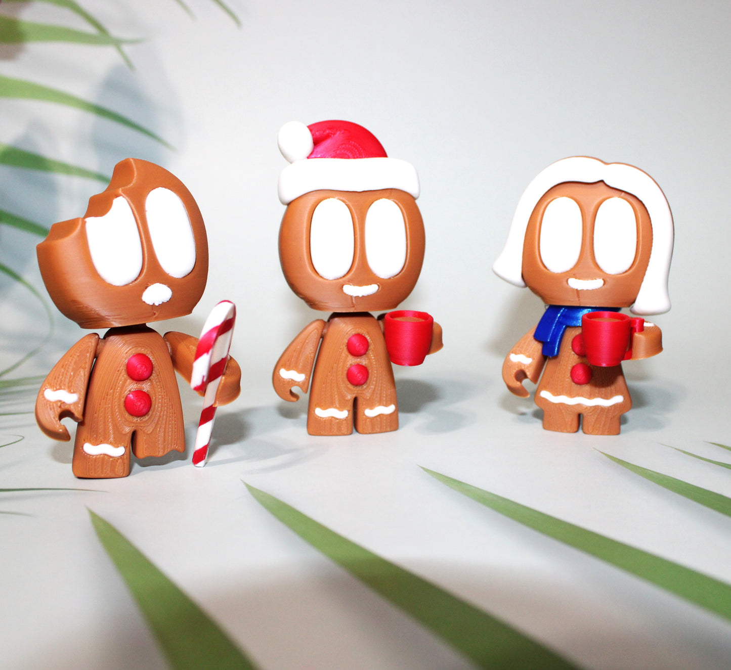Gingerbread People 4inches Tall, 3 piece set-3D Printed Flexi Articulated Figurines - Wonderland 3D Printing