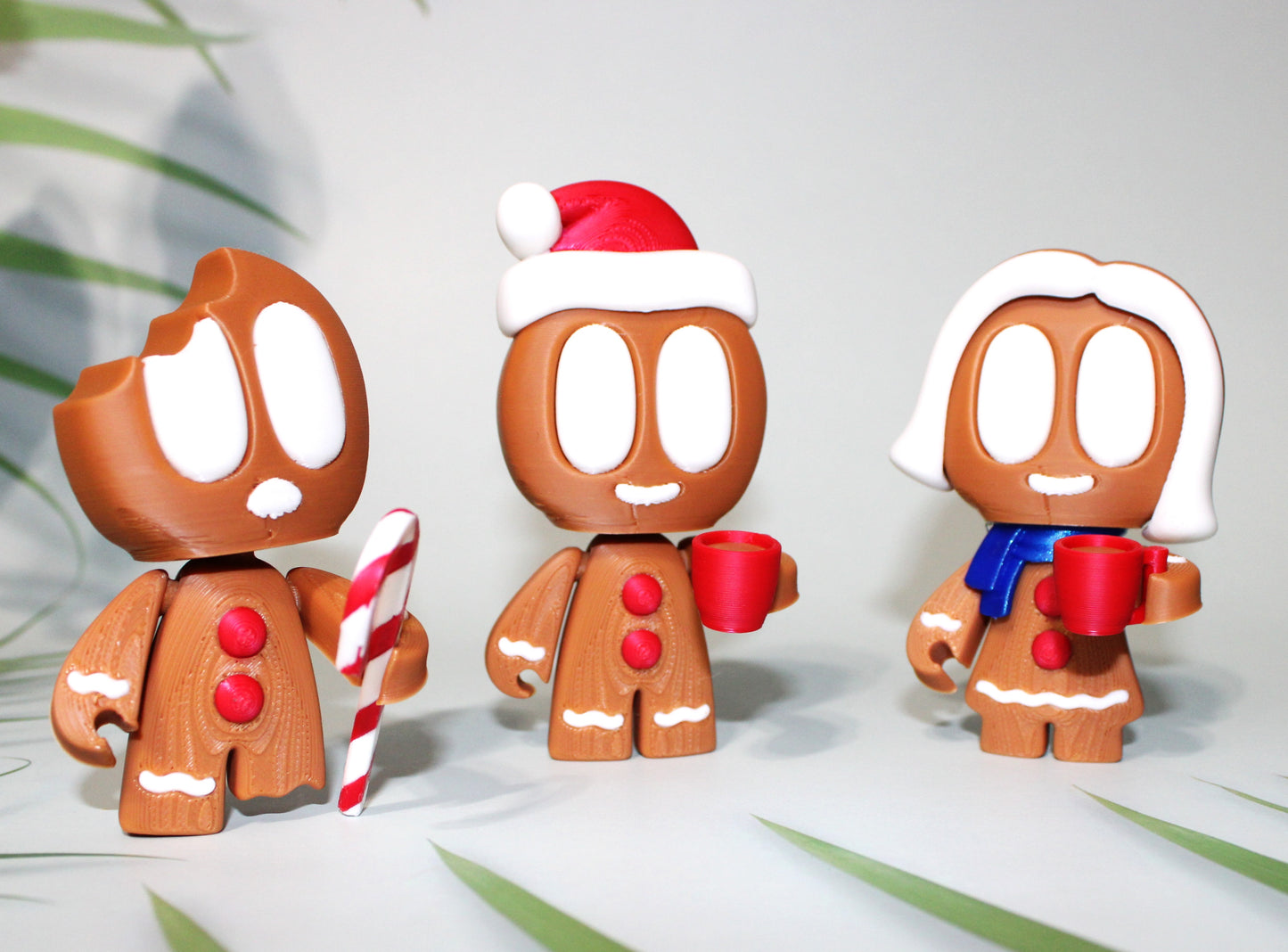 Gingerbread People 4inches Tall, 3 piece set-3D Printed Flexi Articulated Figurines - Wonderland 3D Printing