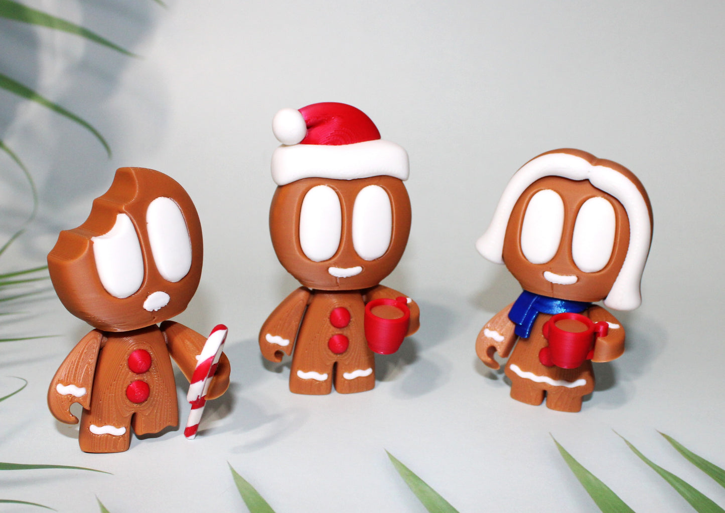 Gingerbread People 4inches Tall, 3 piece set-3D Printed Flexi Articulated Figurines - Wonderland 3D Printing