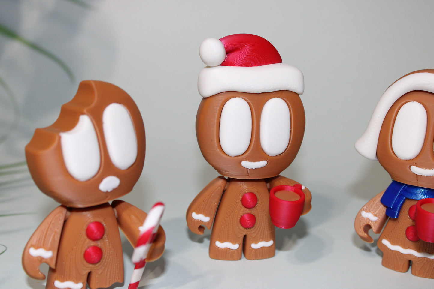 Gingerbread People 4inches Tall, 3 piece set-3D Printed Flexi Articulated Figurines - Wonderland 3D Printing