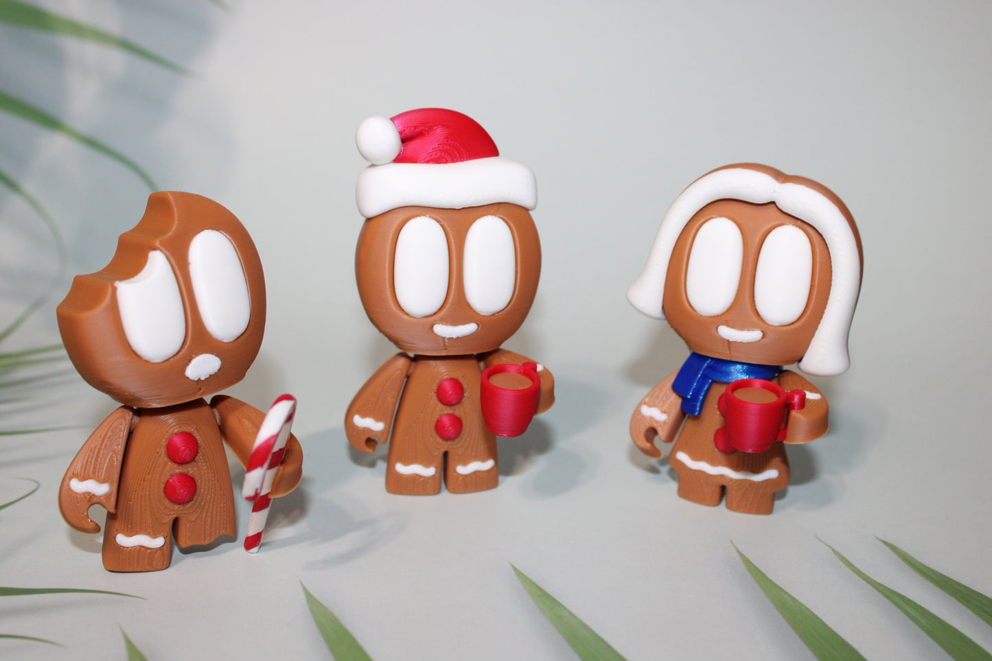 Gingerbread People 4inches Tall, 3 piece set-3D Printed Flexi Articulated Figurines - Wonderland 3D Printing