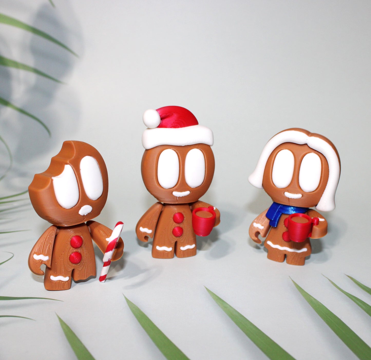 Gingerbread People 4inches Tall, 3 piece set-3D Printed Flexi Articulated Figurines - Wonderland 3D Printing