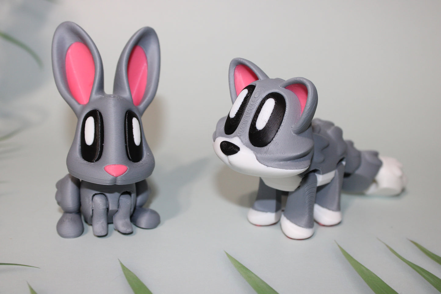 Cat or Bunny Flexi Blob 3D Printed Flexi Articulated Figurines - Wonderland 3D Printing