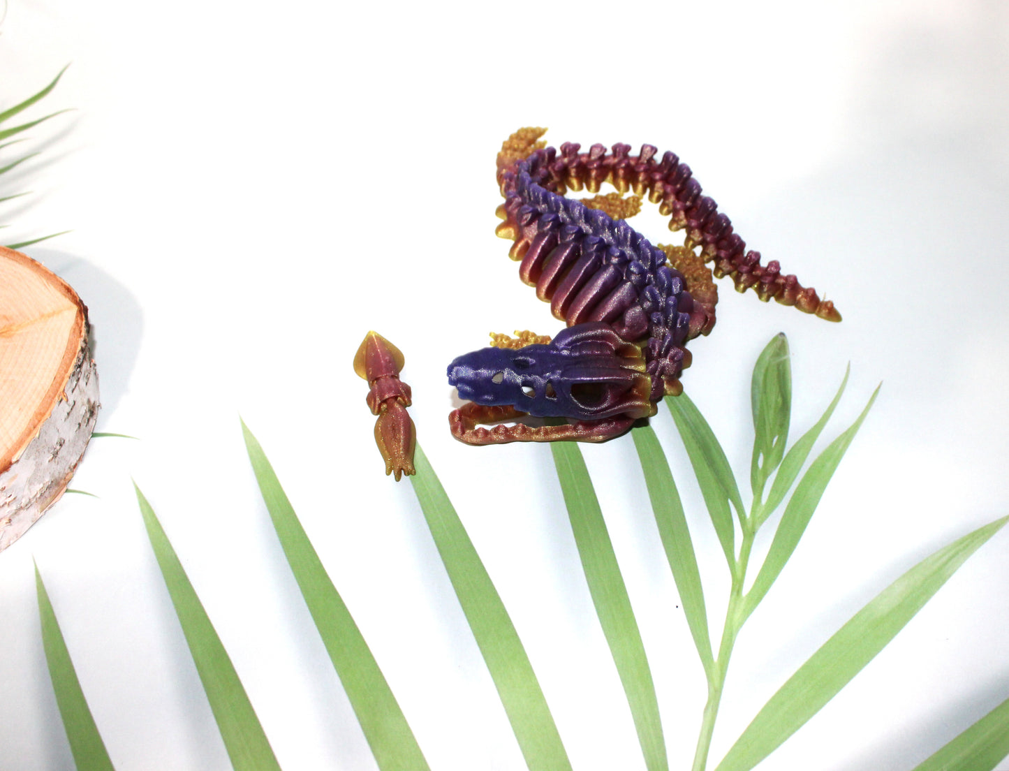 Mosasaurus and little squid accessory-13 inches Long-3d Printed Articulated Flexi Fidget - Wonderland 3D Printing