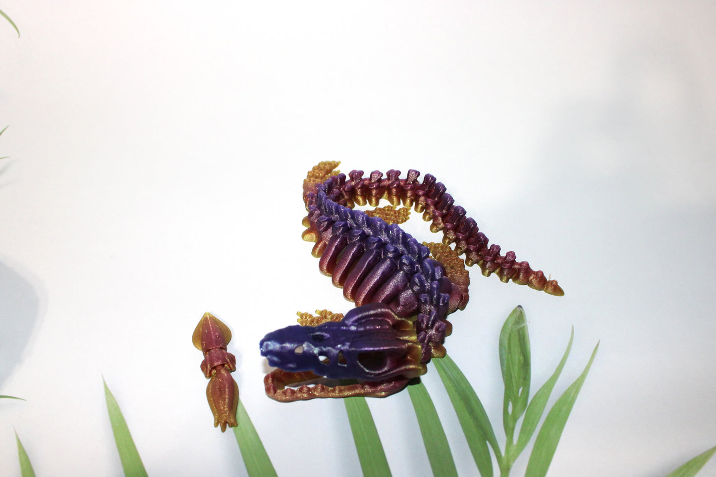 Mosasaurus and little squid accessory-13 inches Long-3d Printed Articulated Flexi Fidget - Wonderland 3D Printing