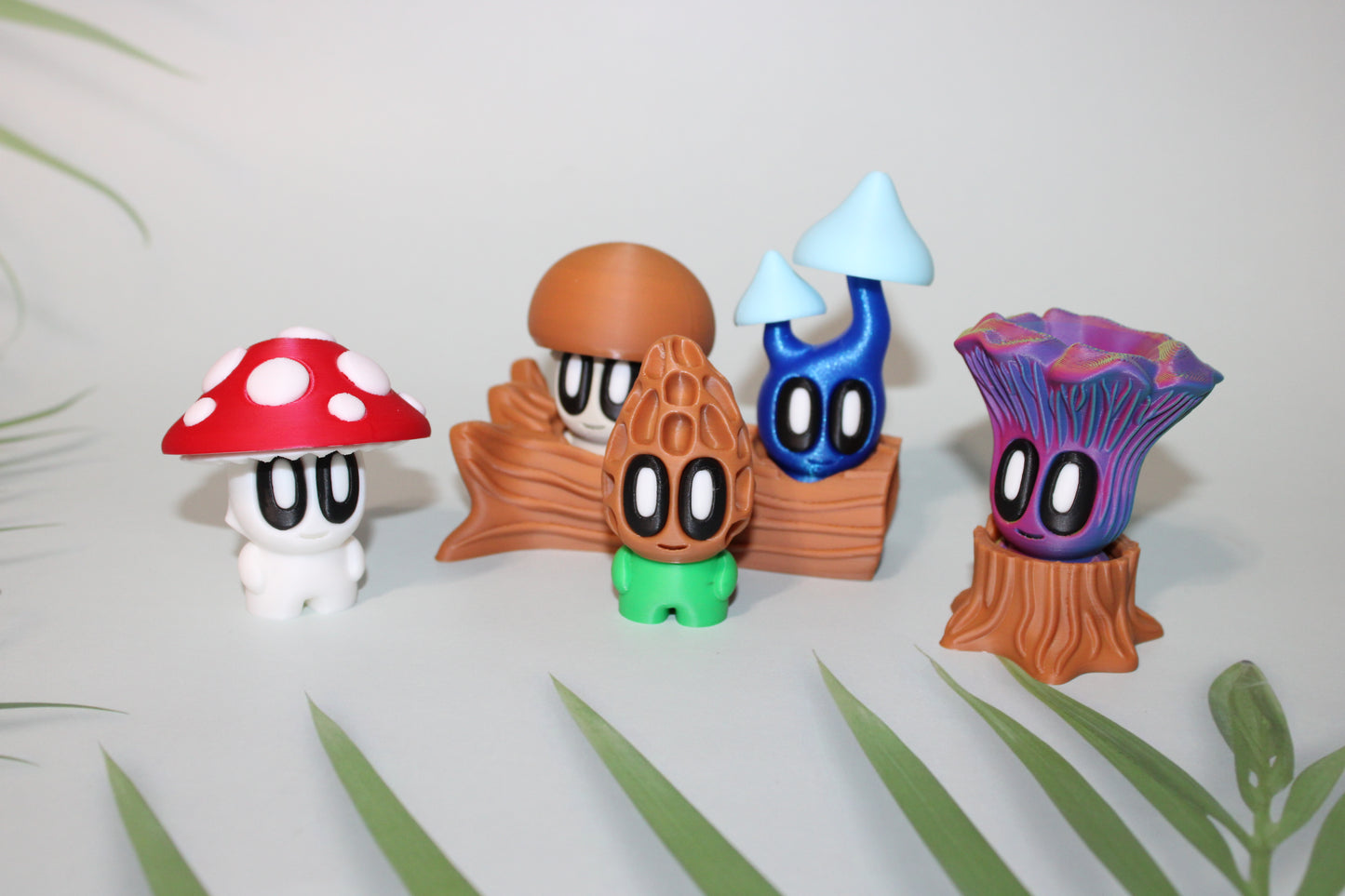 Mushroom Blob-3D Printed Figurine Set with Tree Log and Stump - Wonderland 3D Printing
