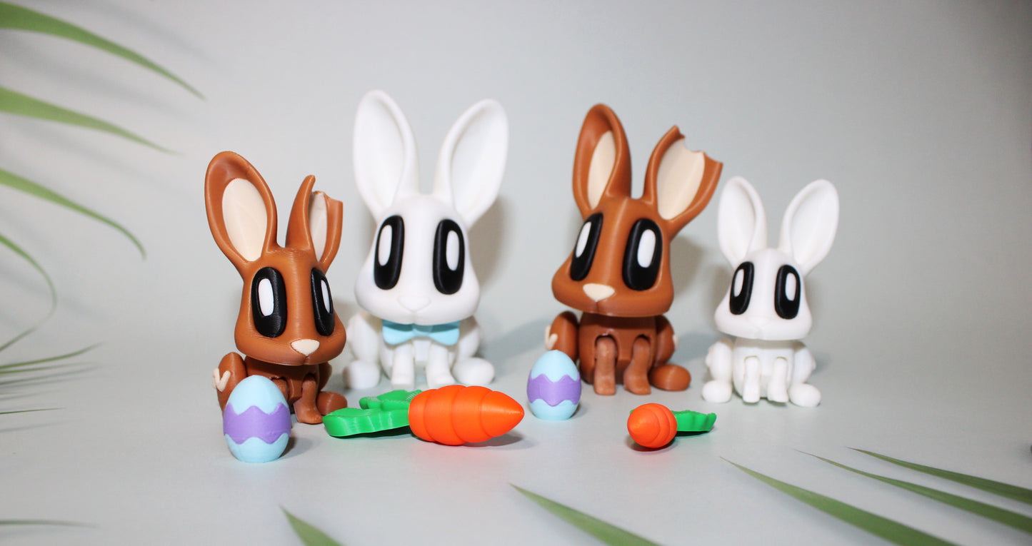 Bunnies 3.5 or 2.5 inches tall - Full Color 3D Printed Toy - Wonderland 3D Printing
