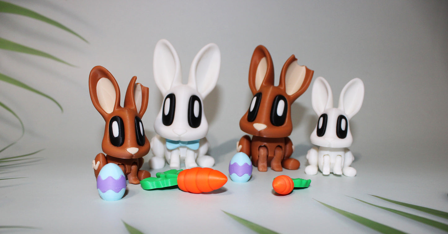 Bunnies 3.5 or 2.5 inches tall - Full Color 3D Printed Toy - Wonderland 3D Printing