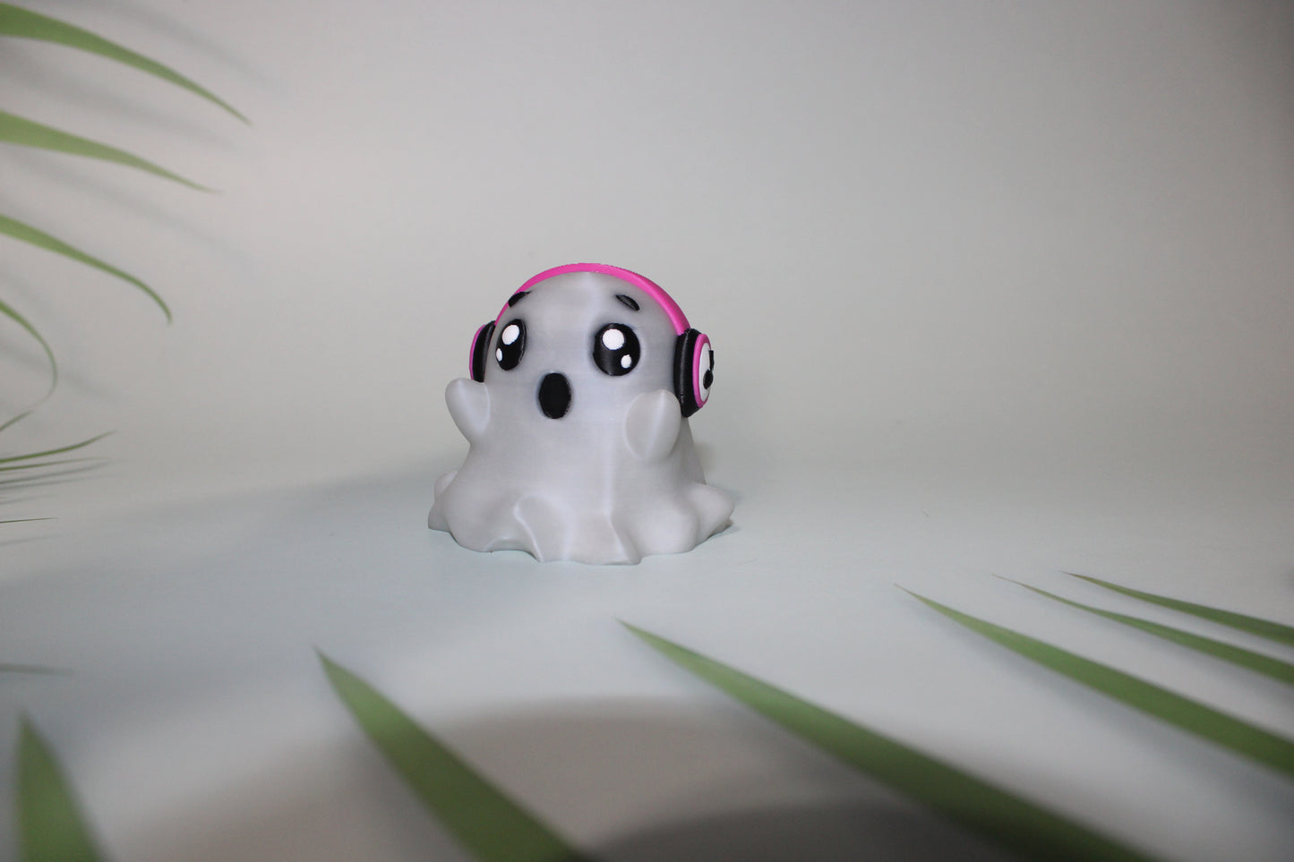 Cutie Ghost glows in the dark with headphones 2.5 inches Tall-Full Color 3D Printed Figurine Toy - Wonderland 3D Printing