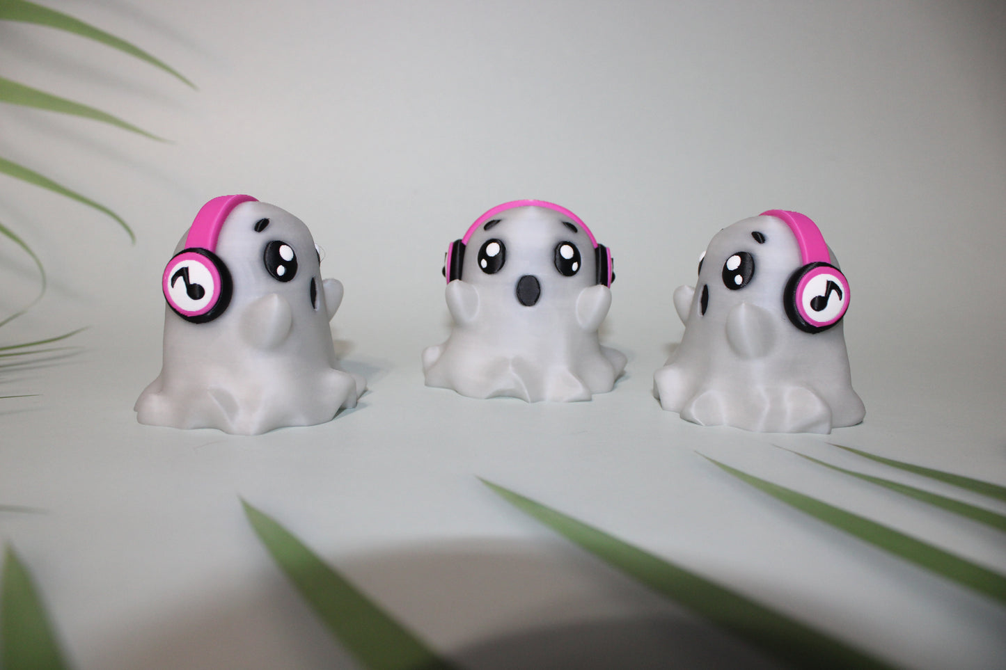Cutie Ghost glows in the dark with headphones 2.5 inches Tall-Full Color 3D Printed Figurine Toy - Wonderland 3D Printing