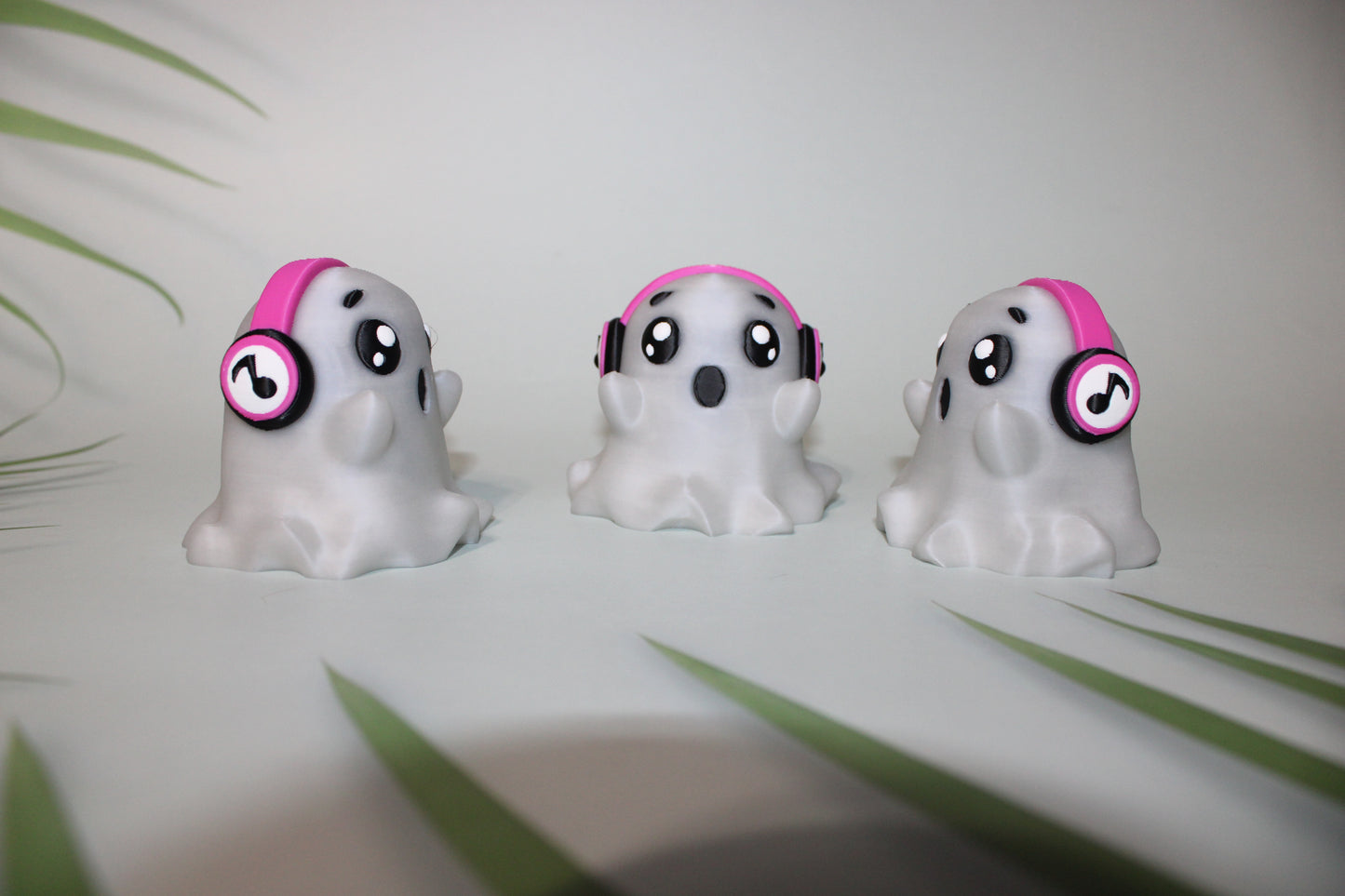 Cutie Ghost glows in the dark with headphones 2.5 inches Tall-Full Color 3D Printed Figurine Toy - Wonderland 3D Printing
