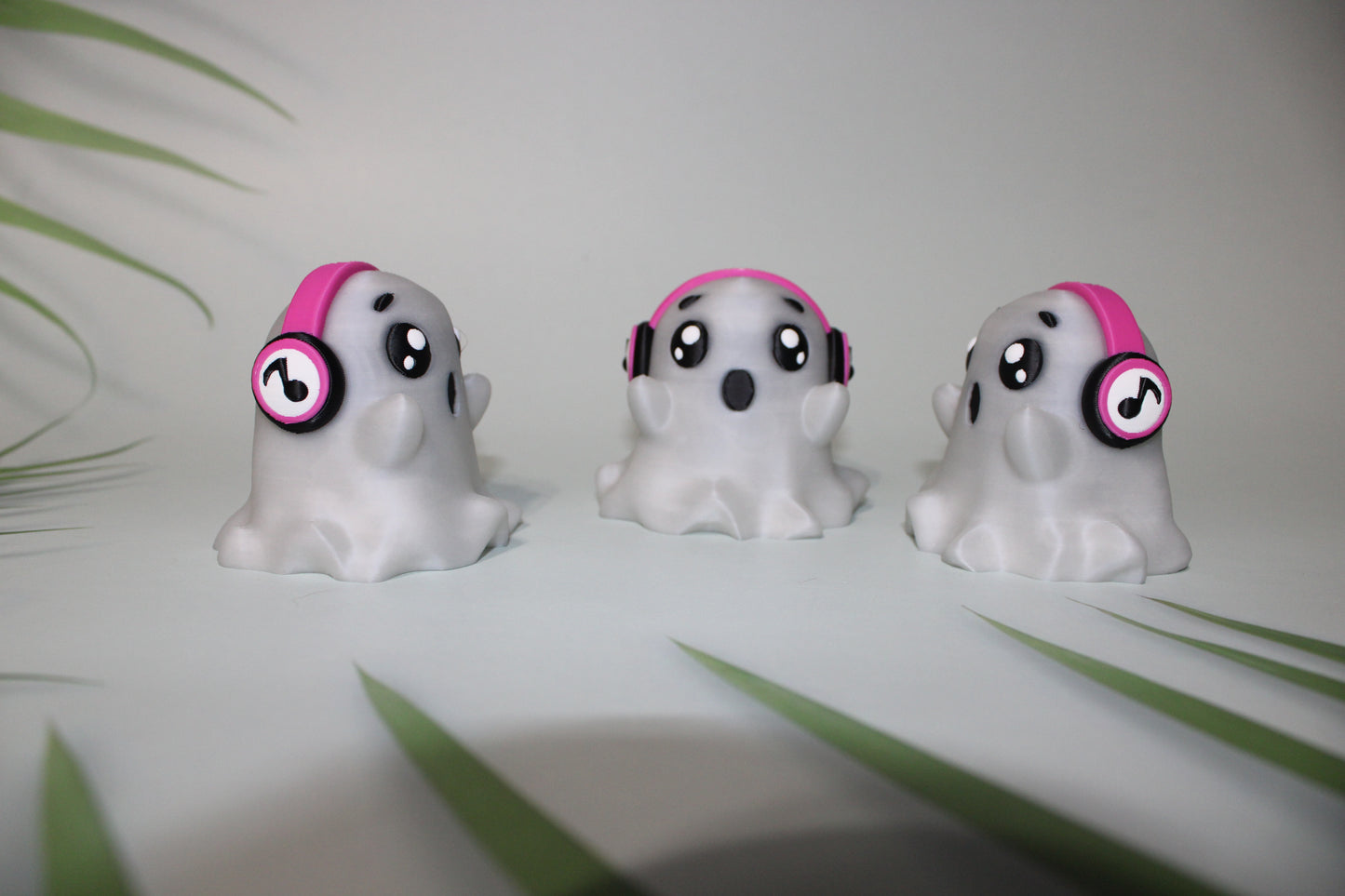 Cutie Ghost glows in the dark with headphones 2.5 inches Tall-Full Color 3D Printed Figurine Toy - Wonderland 3D Printing