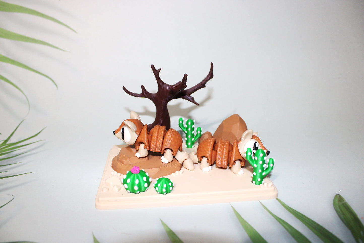 Flexi Armadillo and Mini Desert Design Showcase-3D Printed Flexi Fidget- Comes with 2 Armadillos - Wonderland 3D Printing