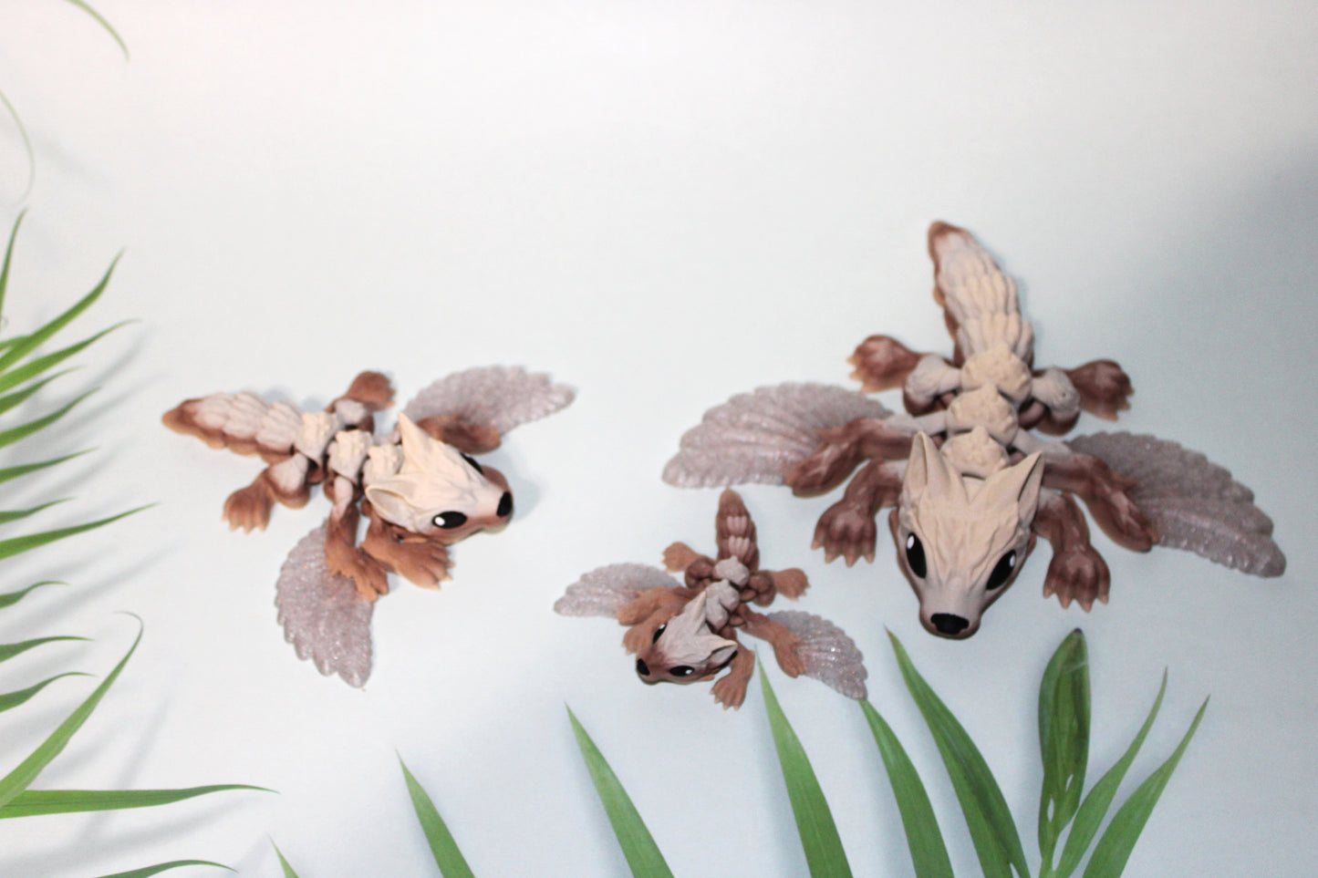 Tiny Crystal Wolf or Tiny Crystal Winged Wolf 3D Printed Articulated Figurine - Wonderland 3D Printing