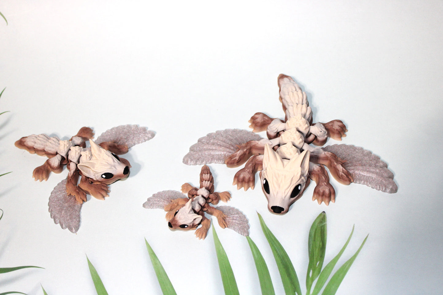 Tiny Crystal Wolf or Tiny Crystal Winged Wolf 3D Printed Articulated Figurine - Wonderland 3D Printing