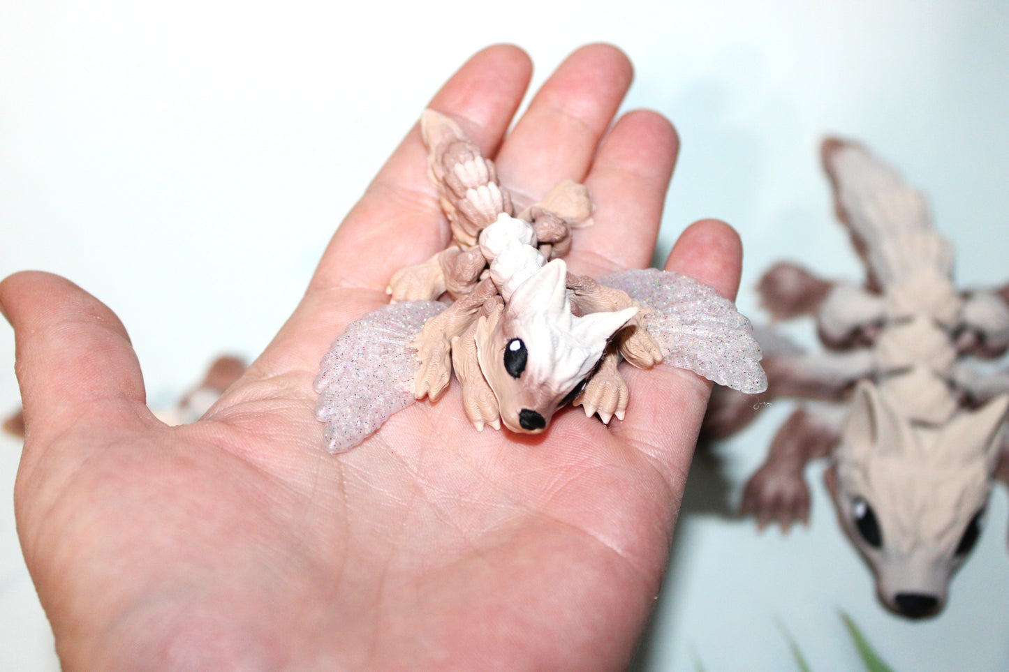Tiny Crystal Wolf or Tiny Crystal Winged Wolf 3D Printed Articulated Figurine - Wonderland 3D Printing