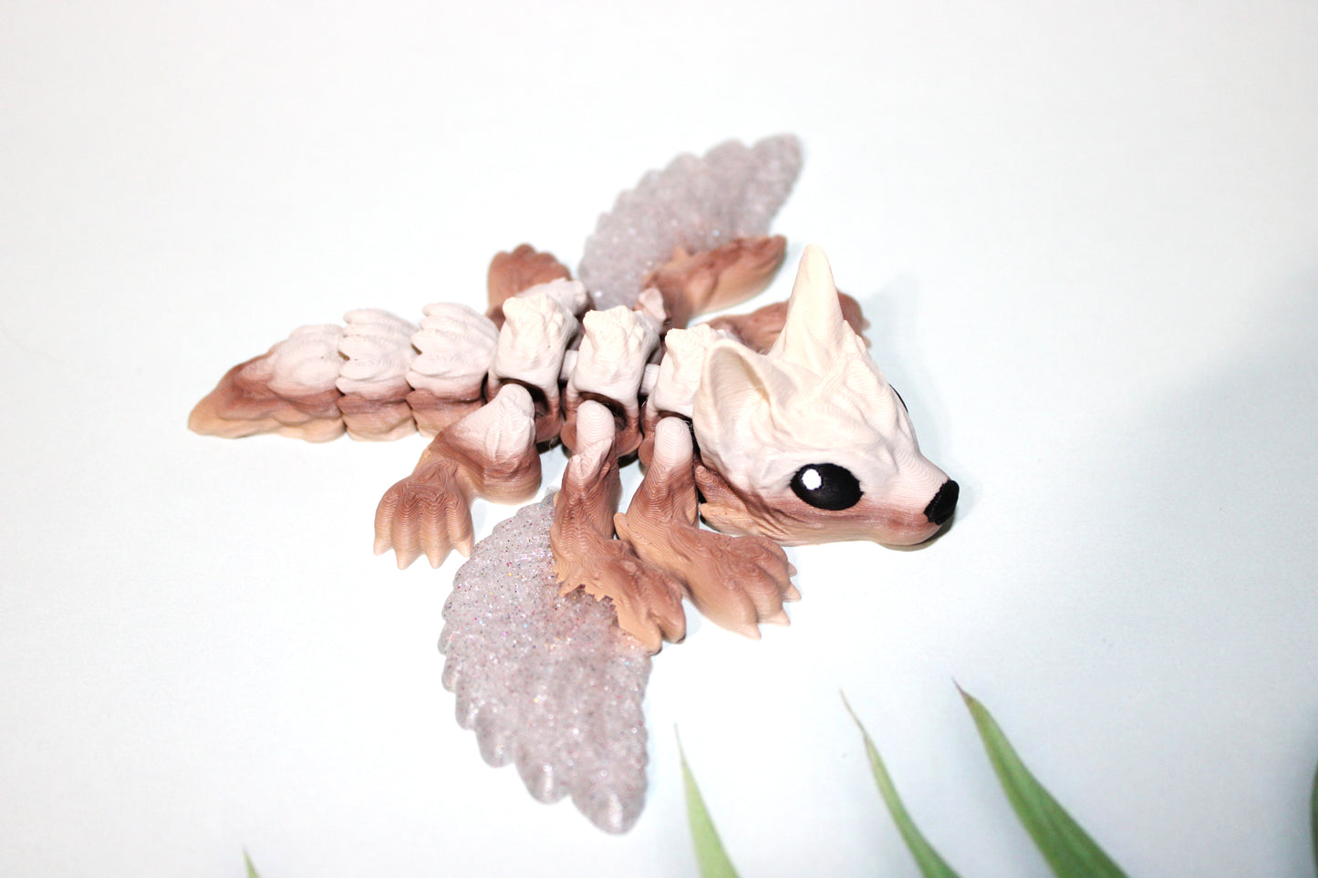 Tiny Crystal Wolf or Tiny Crystal Winged Wolf 3D Printed Articulated Figurine - Wonderland 3D Printing