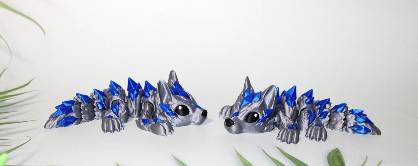 Tiny Crystal Wolf or Tiny Crystal Winged Wolf 3D Printed Articulated Figurine - Wonderland 3D Printing