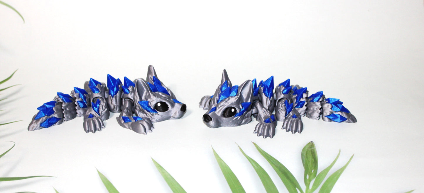 Tiny Crystal Wolf or Tiny Crystal Winged Wolf 3D Printed Articulated Figurine - Wonderland 3D Printing
