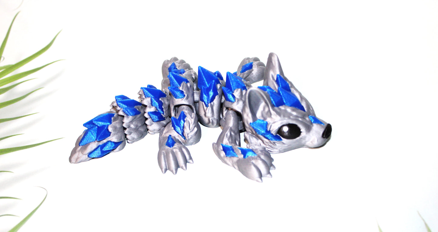 Tiny Crystal Wolf or Tiny Crystal Winged Wolf 3D Printed Articulated Figurine - Wonderland 3D Printing