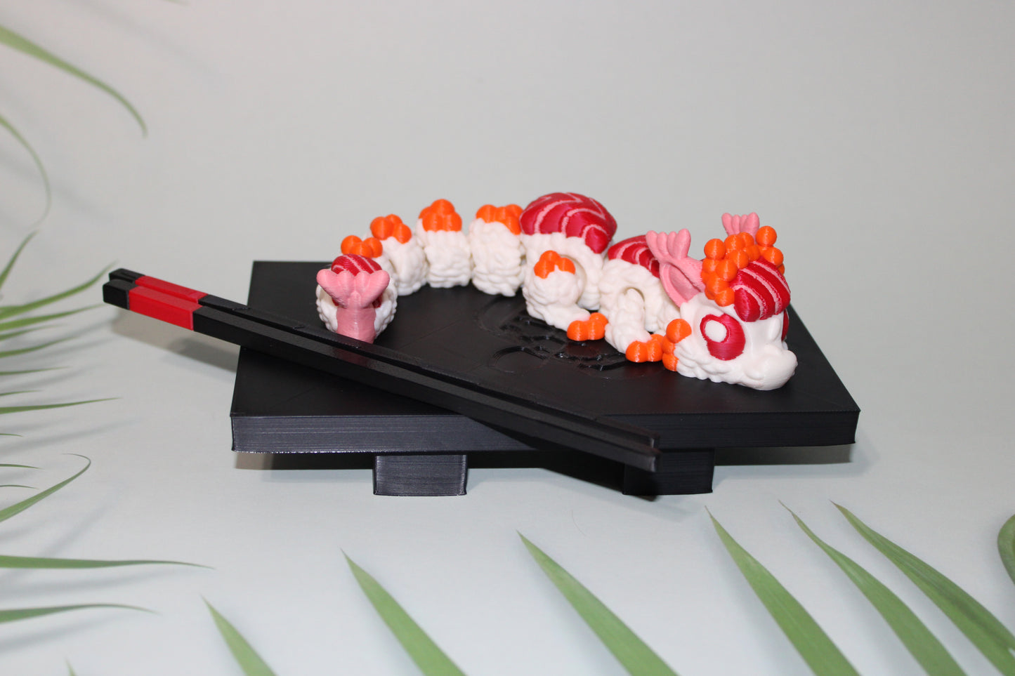 Sushi Dragon - Includes a tray, chopsticks, and wasabi with bowl- 3D printed - Wonderland 3D Printing