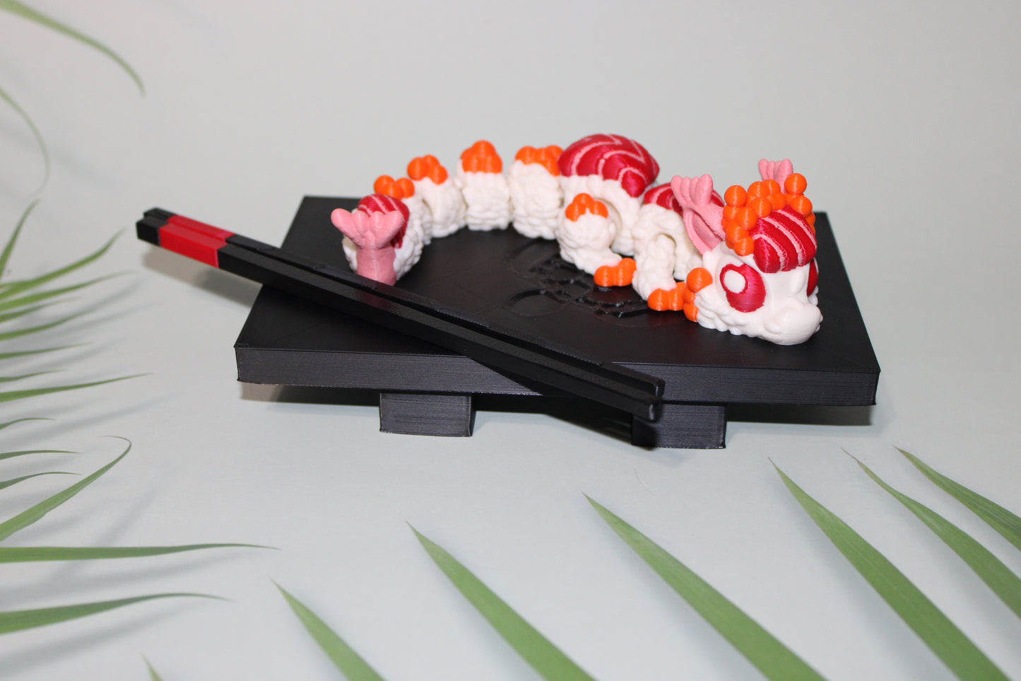 Sushi Dragon - Includes a tray, chopsticks, and wasabi with bowl- 3D printed - Wonderland 3D Printing