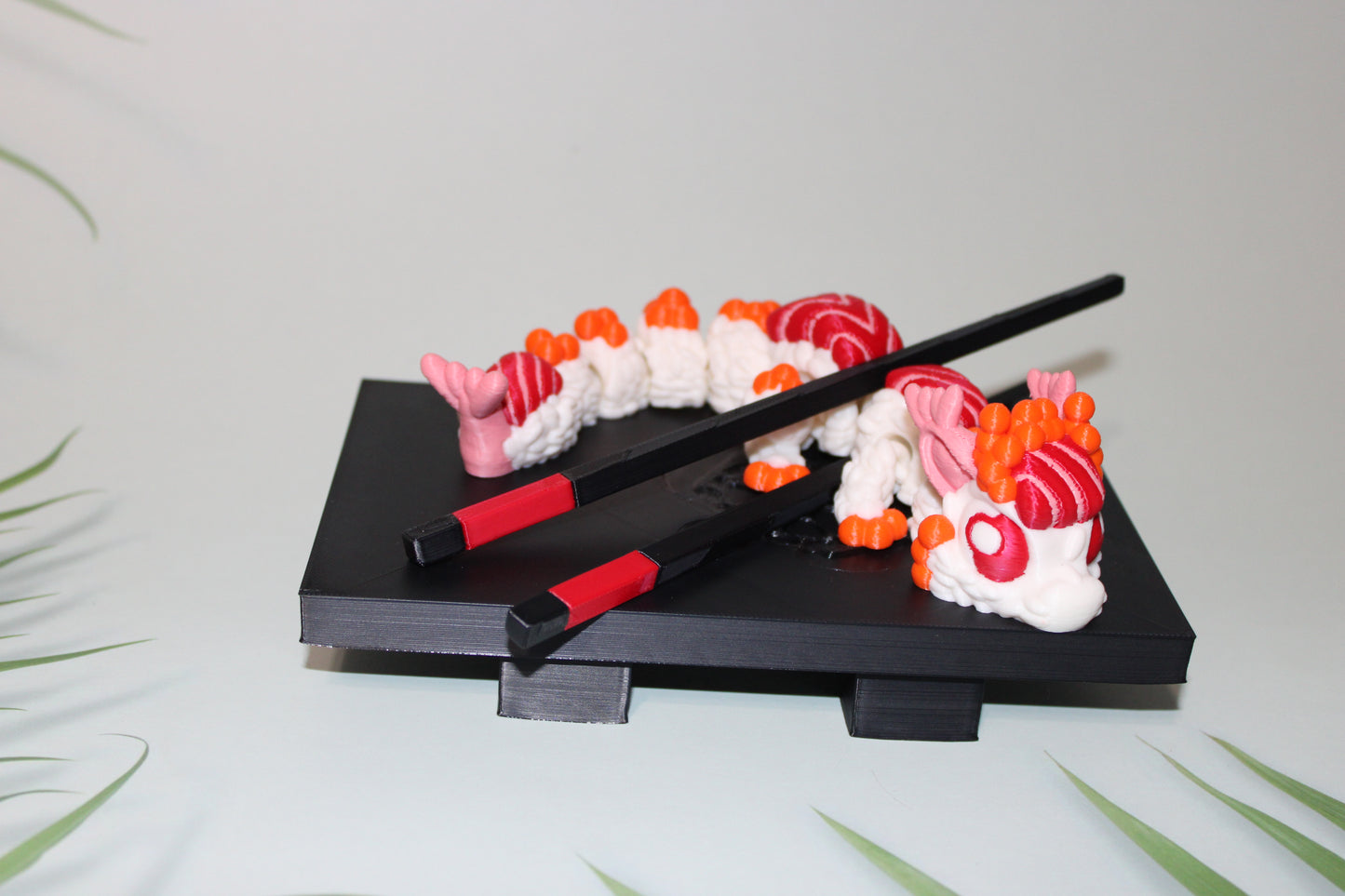 Sushi Dragon - Includes a tray, chopsticks, and wasabi with bowl- 3D printed - Wonderland 3D Printing