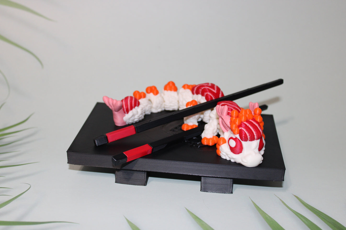 Sushi Dragon - Includes a tray, chopsticks, and wasabi with bowl- 3D printed - Wonderland 3D Printing