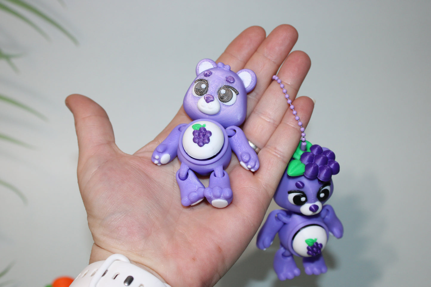 Fruit Bear Clickers- Keychain Options 3D Printed Articulated Flexi Fidget - Wonderland 3D Printing