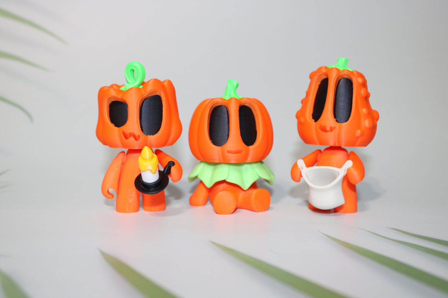 5 Piece Set of Pumpkin Friends-Perfect for Halloween Decor 3.5 inches tall- Mix and Match- Great Gift Idea. - Wonderland 3D Printing