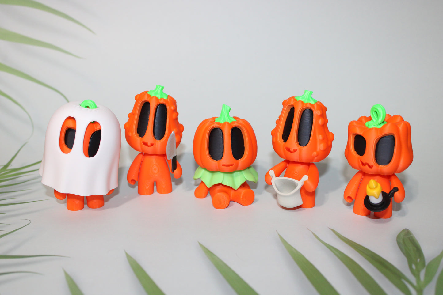 5 Piece Set of Pumpkin Friends-Perfect for Halloween Decor 3.5 inches tall- Mix and Match- Great Gift Idea. - Wonderland 3D Printing