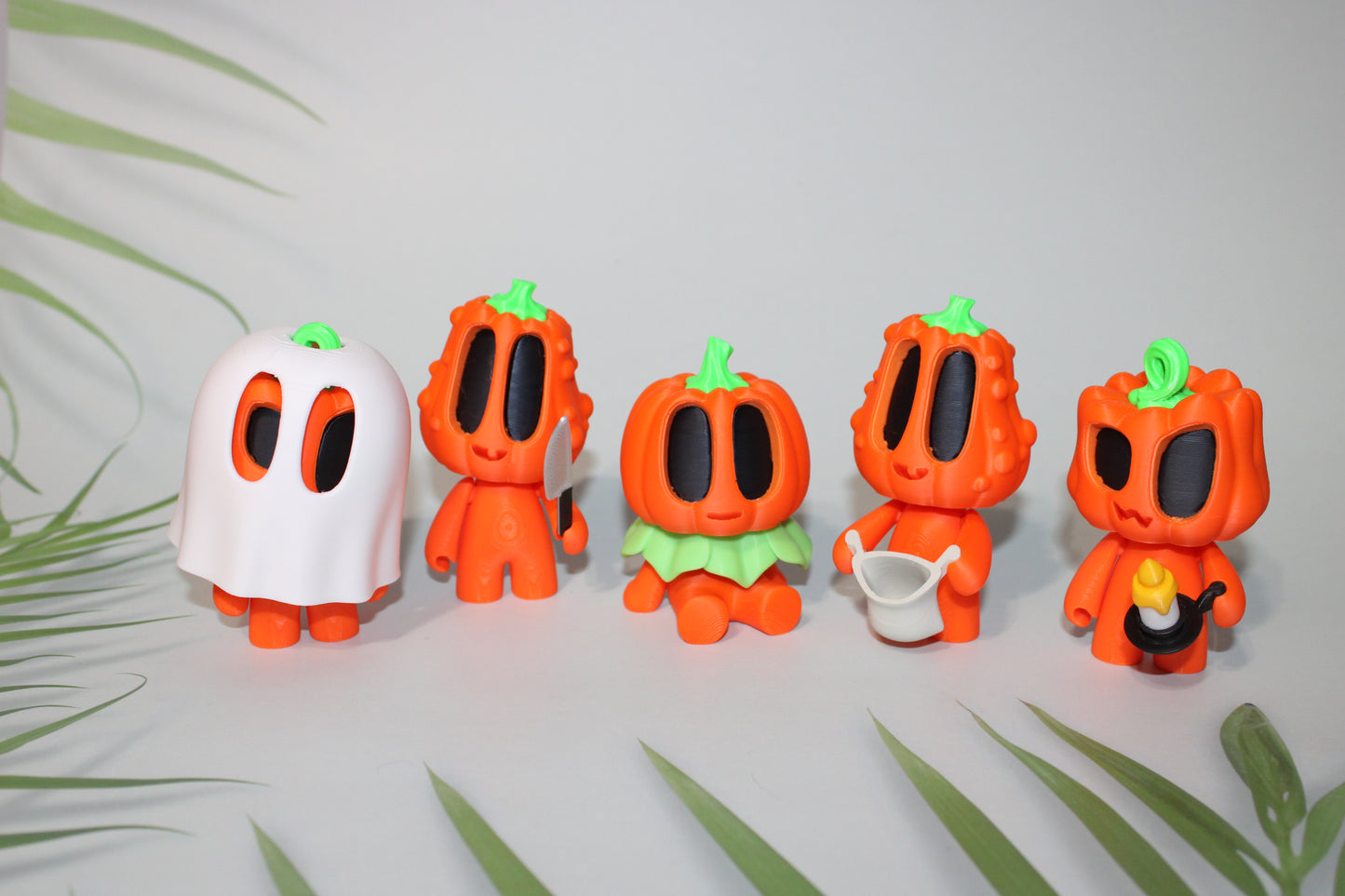 5 Piece Set of Pumpkin Friends-Perfect for Halloween Decor 3.5 inches tall- Mix and Match- Great Gift Idea. - Wonderland 3D Printing