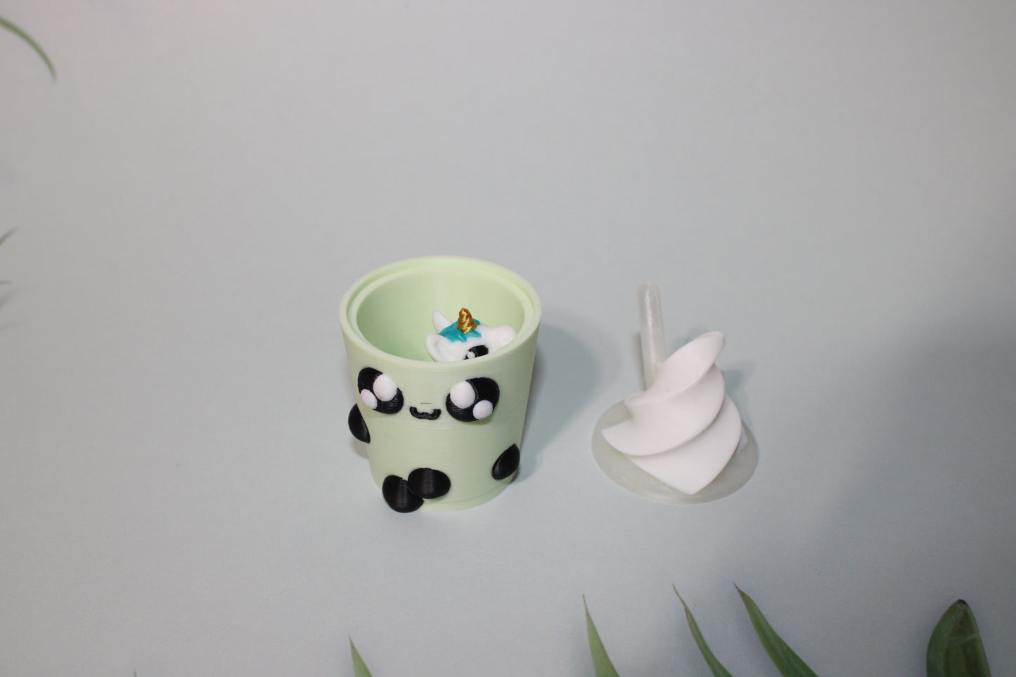 Boba Tea Container with 1 Free random Mini-3d printed 3.75 inches Tall- Free Shipping - Wonderland 3D Printing