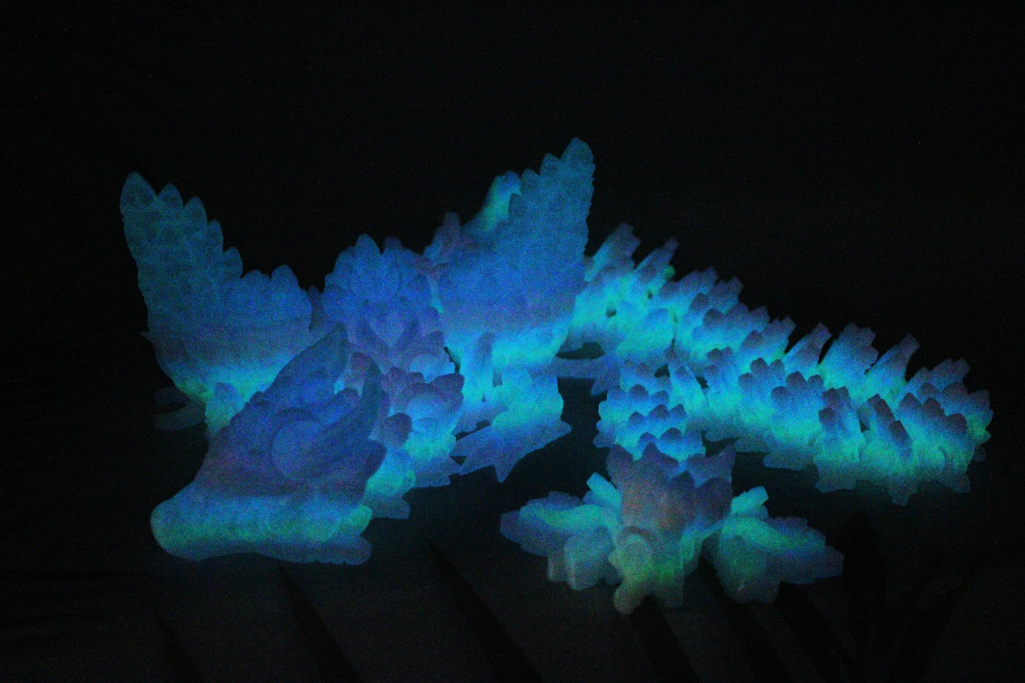Glow in the Dark Dragons 3D Printed Articulated Figurine - Wonderland 3D Printing