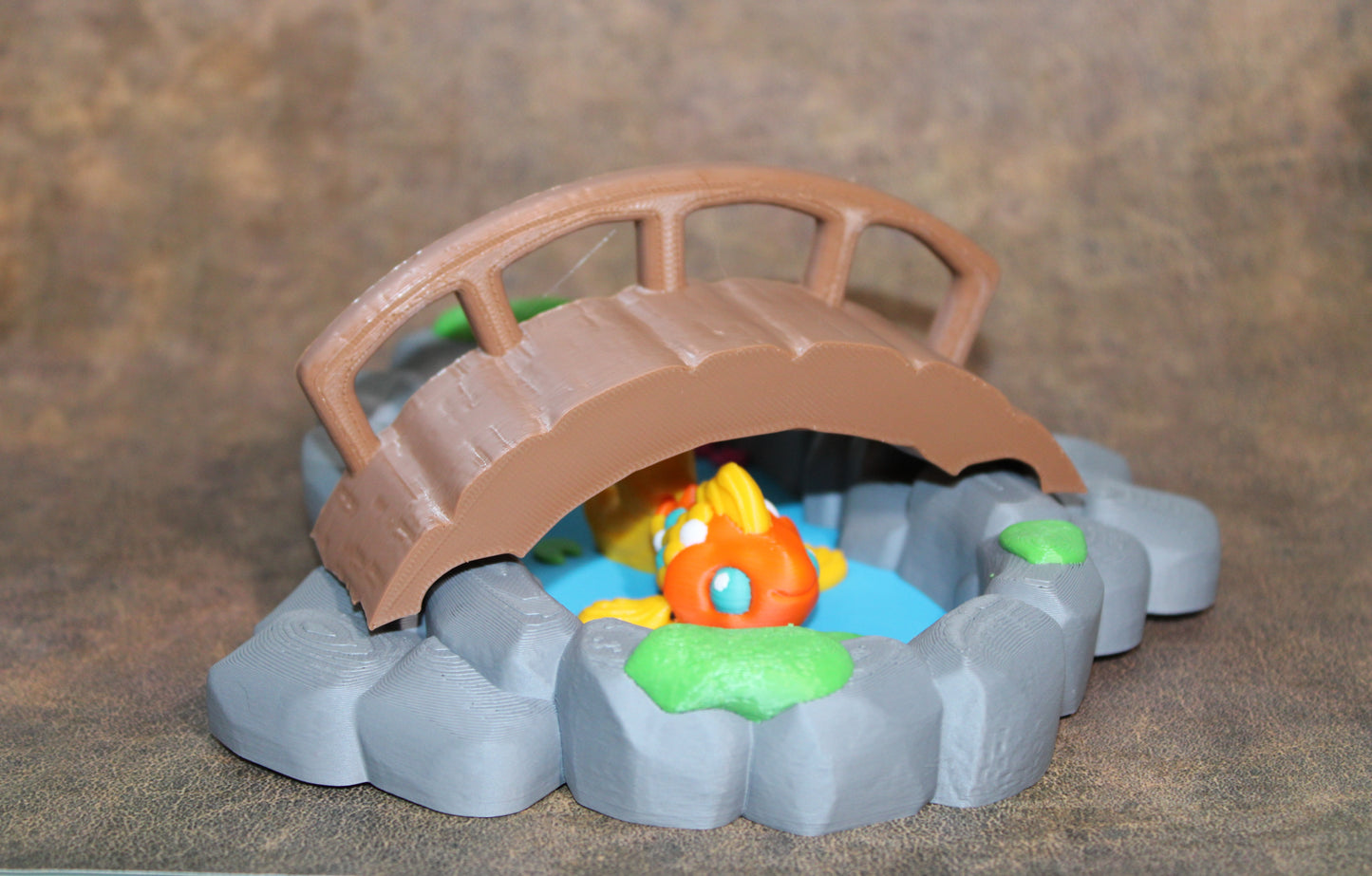 Koi Pond with Fish Articulated Flexi Fidget Full Color 3D Printed Toy - Wonderland 3D Printing