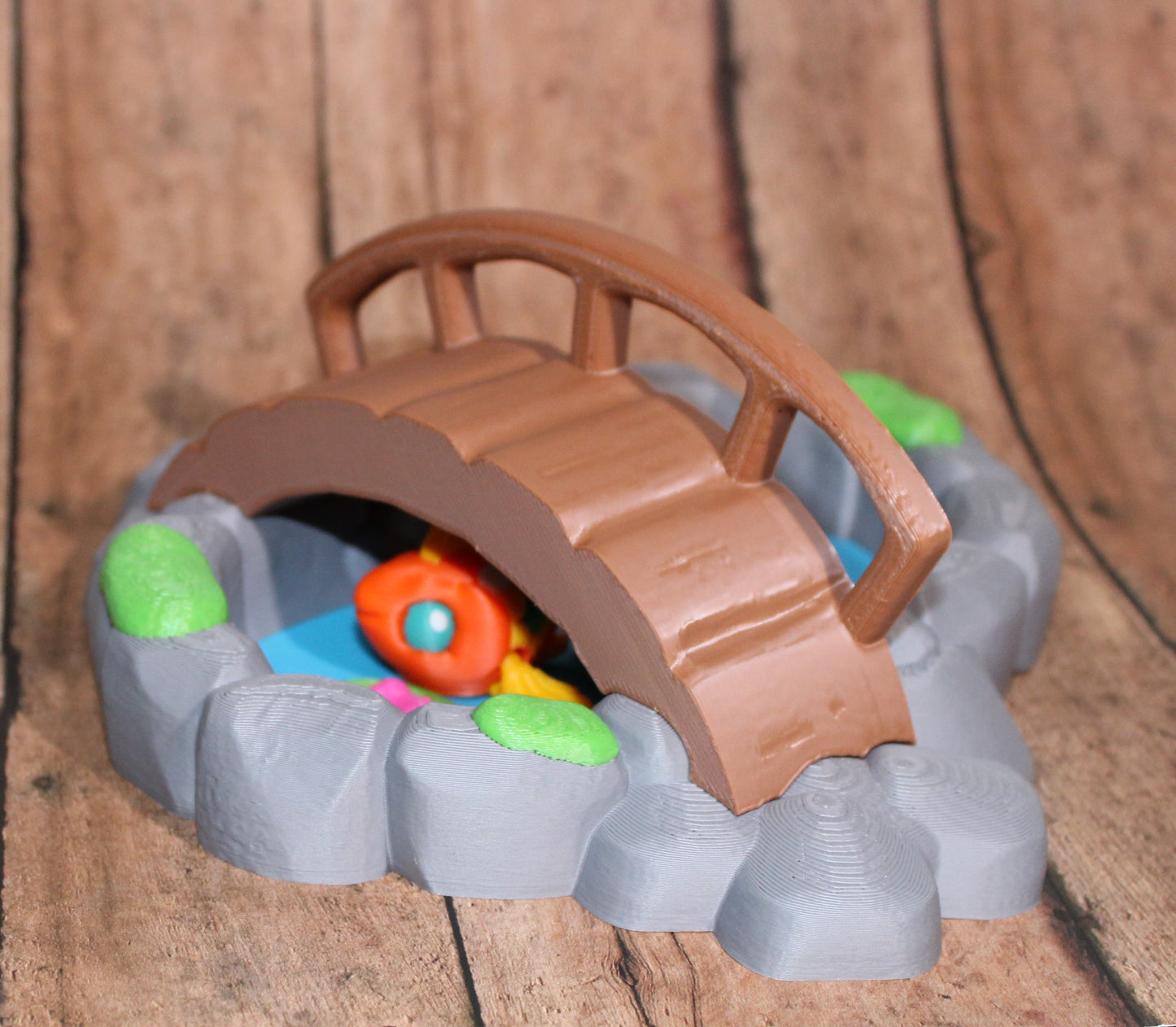 Koi Pond with Fish Articulated Flexi Fidget Full Color 3D Printed Toy - Wonderland 3D Printing