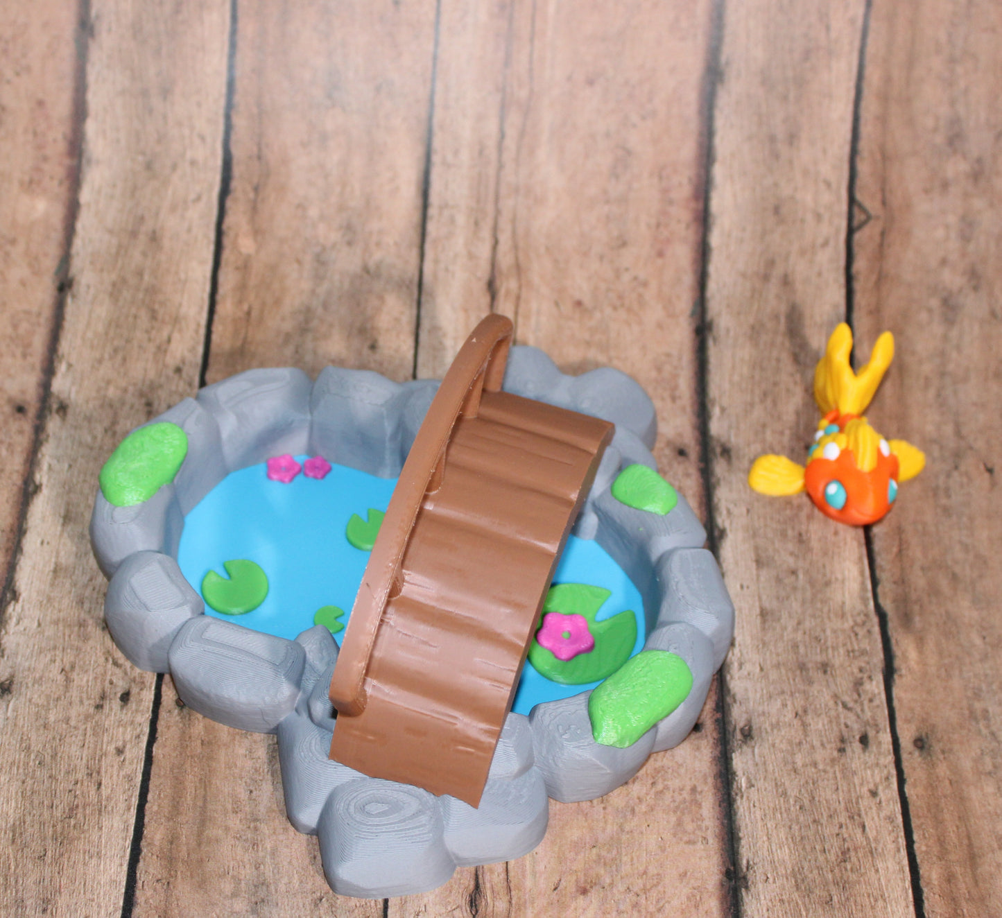 Koi Pond with Fish Articulated Flexi Fidget Full Color 3D Printed Toy - Wonderland 3D Printing