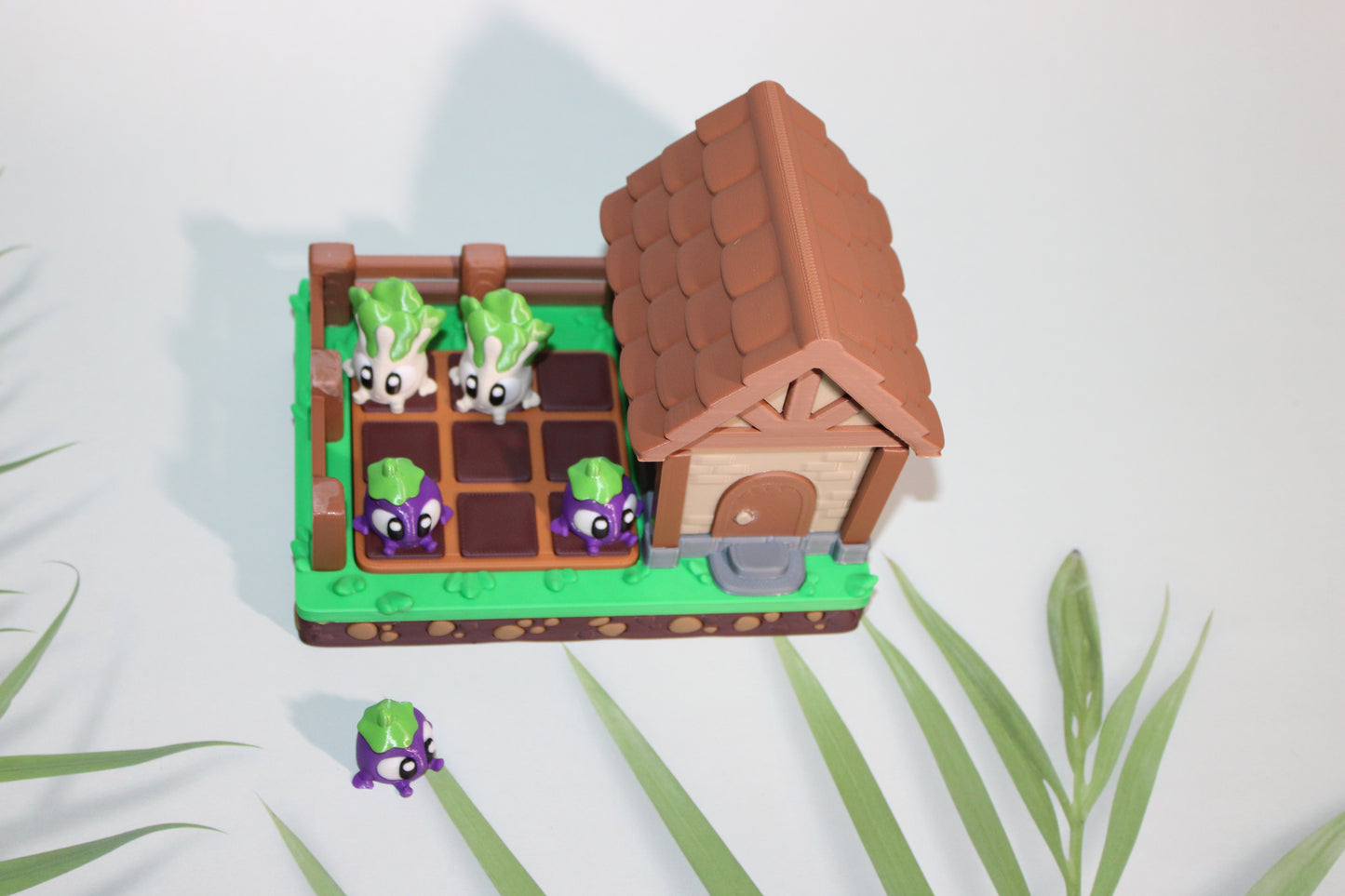 Veggie Garden Tic Tac Toe Design Showcase-3D Printed Flexi Fidget- Comes with 12 Veggie minis - Wonderland 3D Printing