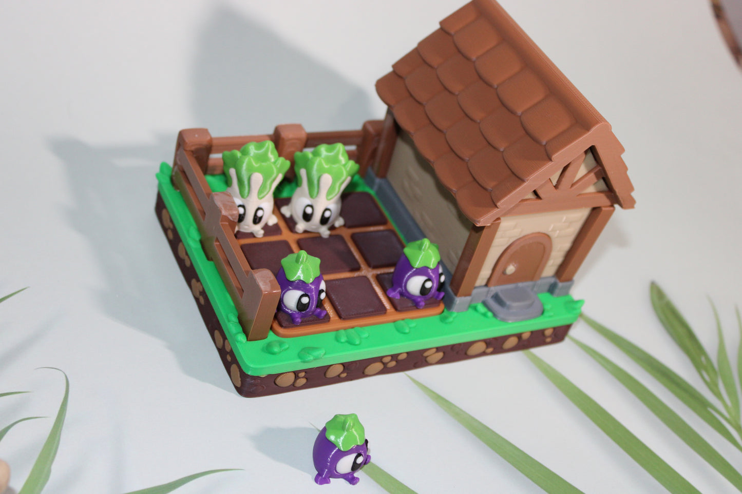 Veggie Garden Tic Tac Toe Design Showcase-3D Printed Flexi Fidget- Comes with 12 Veggie minis - Wonderland 3D Printing