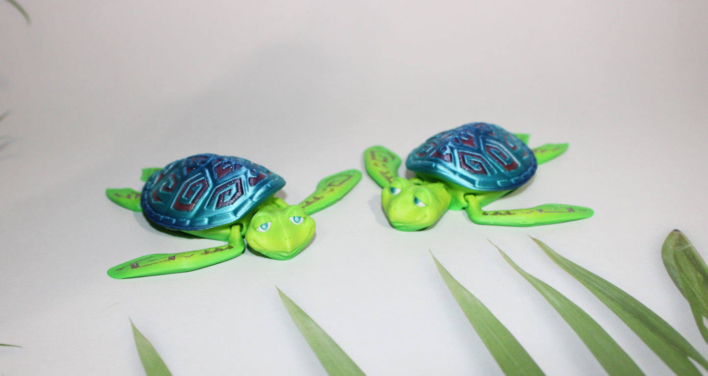 Tattooed Turtle 3D Printed Articulated Flexi Fidget - Wonderland 3D Printing