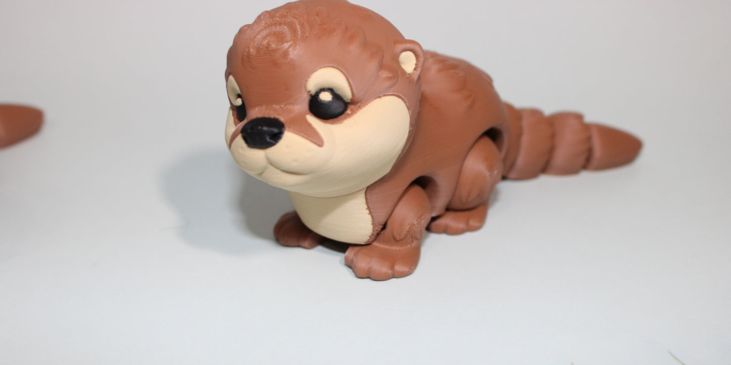 Baby Otter 4.5 inches long 3D Printed Articulated Flexi Fidget Figurine - Wonderland 3D Printing