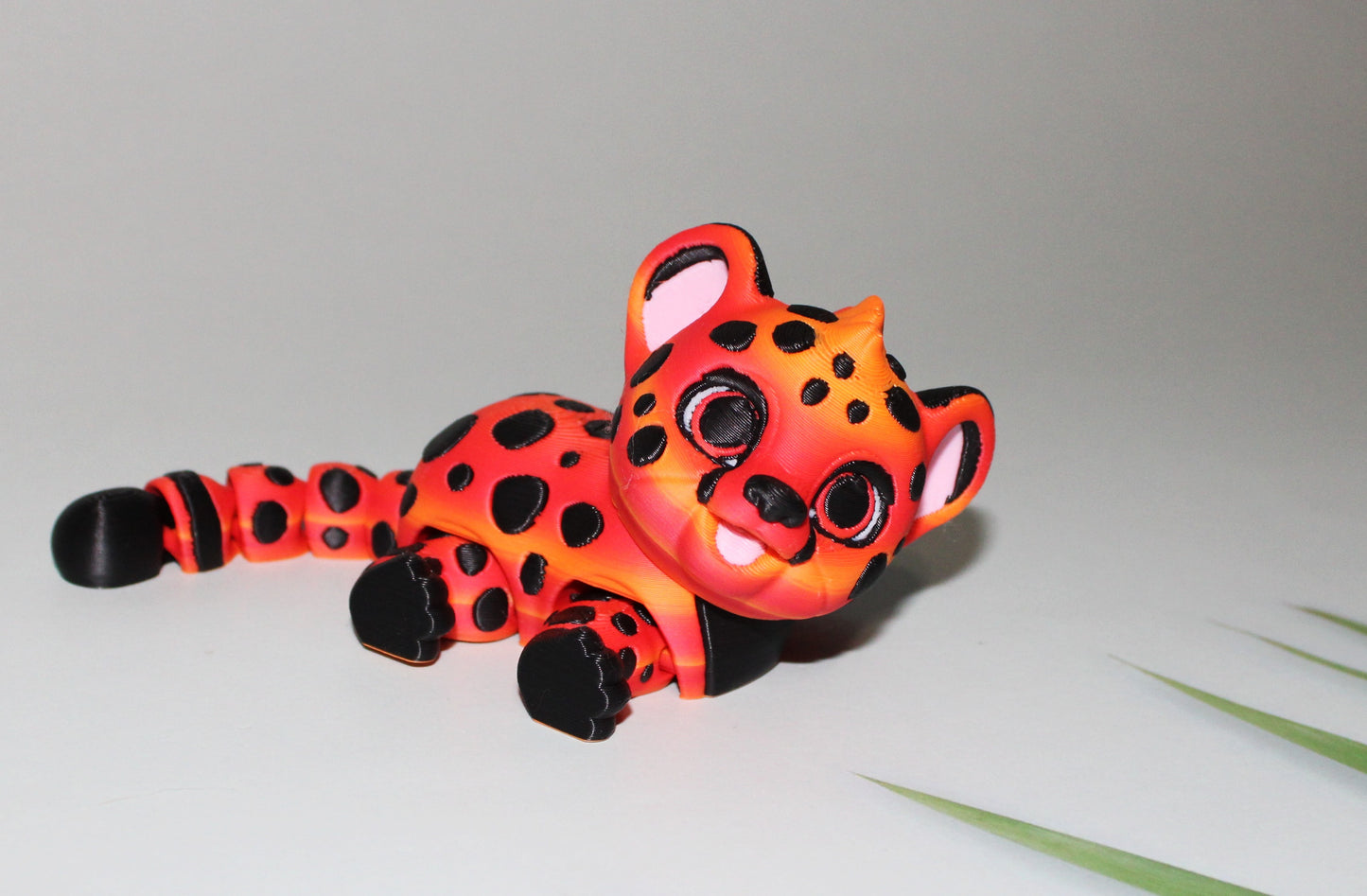 Baby Cheetah 2 inches tall 3D Printed Articulated Flexi Fidget Figurine- Snow Leopard, Rainbow Leopard or Rainbow Pony - Wonderland 3D Printing